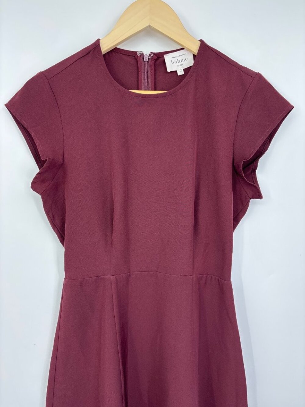 Bohme Neve Cap Sleeve Midi Dress Burgundy Red Size Medium - Picture 2 of 5